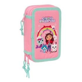 Safta Gabby's Dollhouse Plumier de 3 Pisos - 37 Piezas - Goma - Lapiz - 2 Boligrafos - Sacapuntas - 2 Reglas - 16 Colores - 14 R