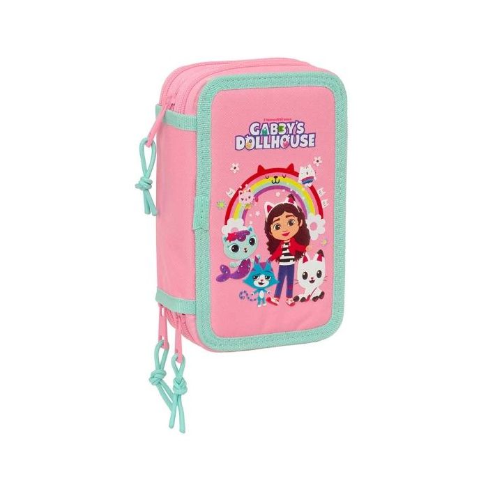 Safta Gabby's Dollhouse Plumier de 3 Pisos - 37 Piezas - Goma - Lapiz - 2 Boligrafos - Sacapuntas - 2 Reglas - 16 Colores - 14 R