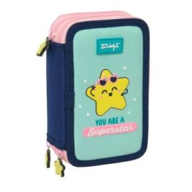 Safta Mr. Wonderful Estrella Plumier de 3 Pisos - 37 Piezas - Goma - Lapiz - 2 Boligrafos - Sacapuntas - 2 Reglas - 16 Colores -