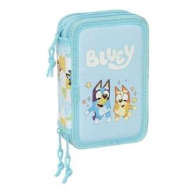 Safta Bluey Ready Plumier de 3 Pisos - 37 Piezas - Goma - Lapiz - 2 Boligrafos - Sacapuntas - 2 Reglas - 16 Colores - 14 Rotulad
