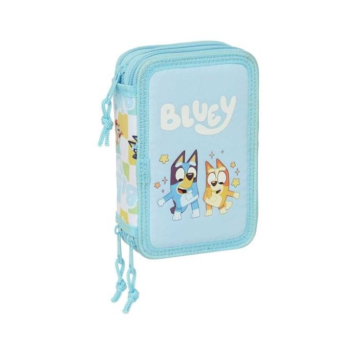 Safta Bluey Ready Plumier de 3 Pisos - 37 Piezas - Goma - Lapiz - 2 Boligrafos - Sacapuntas - 2 Reglas - 16 Colores - 14 Rotulad