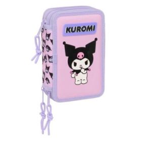 Safta Kuromi Plumier de 3 Pisos - 37 Piezas - Goma - Lapiz - 2 Boligrafos - Sacapuntas - 2 Reglas - 16 Colores - 14 Rotuladores