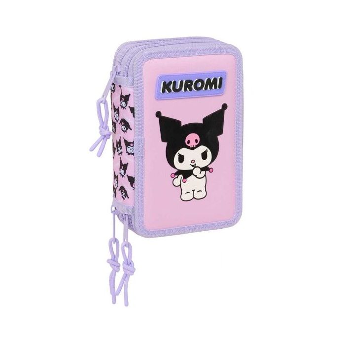 Safta Kuromi Plumier de 3 Pisos - 37 Piezas - Goma - Lapiz - 2 Boligrafos - Sacapuntas - 2 Reglas - 16 Colores - 14 Rotuladores