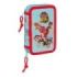 Safta Paw Patrol Dino Rescue Plumier de 2 Pisos - 29 Piezas - Goma - Lapiz - 2 Boligrafos - Sacapuntas - 10 Colores - 14 Rotulad
