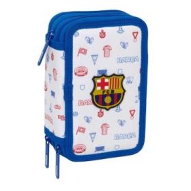 Safta F.C.Barcelona Preescolar Plumier de 3 Pisos - 37 Piezas - Goma - Lapiz - 2 Boligrafos - Sacapuntas - 2 Reglas - 16 Colores