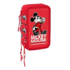 Safta Mickey and Friends Racing Plumier de 3 Pisos - 37 Piezas - Goma - Lapiz - 2 Boligrafos - Sacapuntas - 2 Reglas - 16 Colore