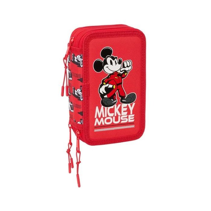 Safta Mickey and Friends Racing Plumier de 3 Pisos - 37 Piezas - Goma - Lapiz - 2 Boligrafos - Sacapuntas - 2 Reglas - 16 Colore