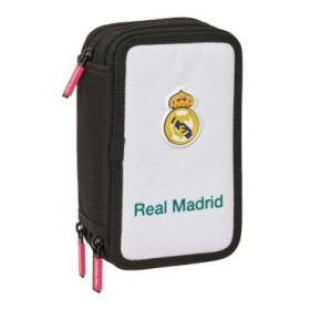 Safta Real Madrid Equipacion 26/27 Plumier de 3 Pisos - 37 Piezas - Goma - Lapiz - 2 Boligrafos - Sacapuntas - 2 Reglas - 16 Col