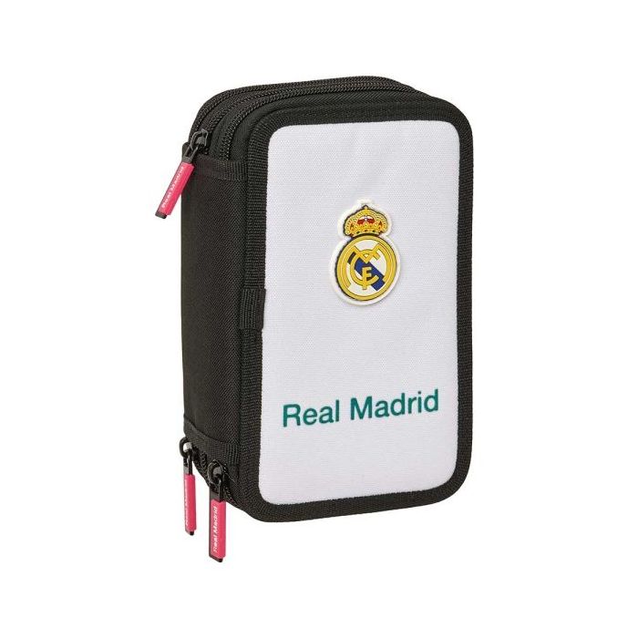 Safta Real Madrid Equipacion 26/27 Plumier de 3 Pisos - 37 Piezas - Goma - Lapiz - 2 Boligrafos - Sacapuntas - 2 Reglas - 16 Col