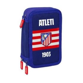 Safta Atletico de Madrid Plumier de 3 Pisos - 37 Piezas - Goma - Lapiz - 2 Boligrafos - Sacapuntas - 2 Reglas - 16 Colores - 14