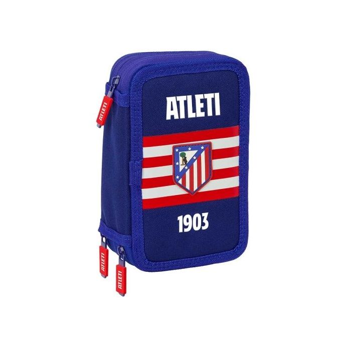 Safta Atletico de Madrid Plumier de 3 Pisos - 37 Piezas - Goma - Lapiz - 2 Boligrafos - Sacapuntas - 2 Reglas - 16 Colores - 14