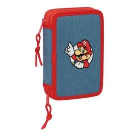 Safta Super Mario Plumier de 2 Pisos - 29 Piezas - Goma - Lapiz - 2 Boligrafos - Sacapuntas - 10 Colores - 14 Rotuladores - 12.5