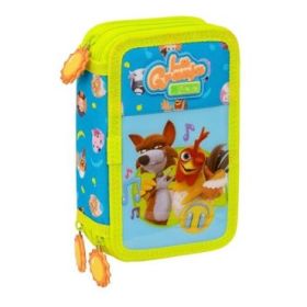Safta la Granja de Zenon Plumier de 3 Pisos - 37 Piezas - Goma - Lapiz - 2 Boligrafos - Sacapuntas - 2 Reglas - 16 Colores - 14