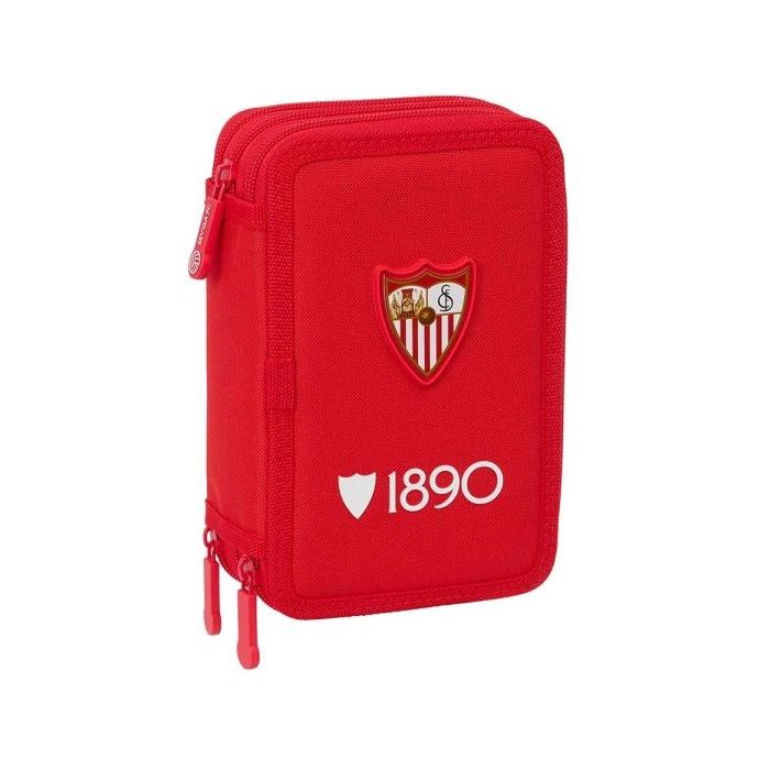 Safta Sevilla FC Plumier de 3 Pisos - 37 Piezas - Goma - Lapiz - 2 Boligrafos - Sacapuntas - 2 Reglas - 16 Colores - 14 Rotulado