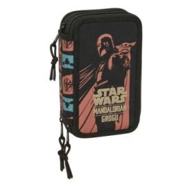 Safta Mandalorian and Grogu Plumier de 3 Pisos - 37 Piezas - Goma - Lapiz - 2 Boligrafos - Sacapuntas - 2 Reglas - 16 Colores -