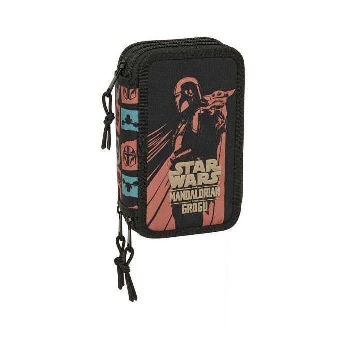 Safta Mandalorian and Grogu Plumier de 3 Pisos - 37 Piezas - Goma - Lapiz - 2 Boligrafos - Sacapuntas - 2 Reglas - 16 Colores -