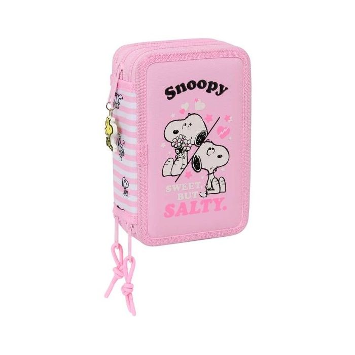 Safta Snoopy Plumier de 3 Pisos - 37 Piezas - Goma - Lapiz - 2 Boligrafos - Sacapuntas - 2 Reglas - 16 Colores - 14 Rotuladores