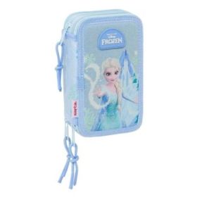 Safta Frozen Plumier de 3 Pisos - 37 Piezas - Goma - Lapiz - 2 Boligrafos - Sacapuntas - 2 Reglas - 16 Colores - 14 Rotuladores
