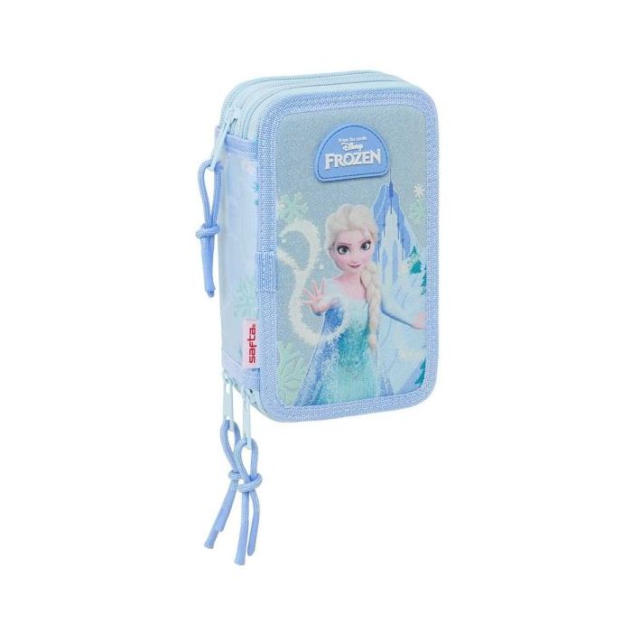 Safta Frozen Plumier de 3 Pisos - 37 Piezas - Goma - Lapiz - 2 Boligrafos - Sacapuntas - 2 Reglas - 16 Colores - 14 Rotuladores