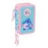 Safta Stitch Waves Plumier de 3 Pisos - 37 Piezas - Goma - Lapiz - 2 Boligrafos - Sacapuntas - 2 Reglas - 16 Colores - 14 Rotula
