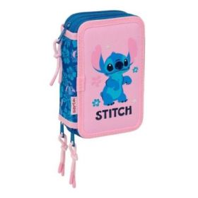 Safta Stitch Lio Plumier de 3 Pisos - 37 Piezas - Goma - Lapiz - 2 Boligrafos - Sacapuntas - 2 Reglas - 16 Colores - 14 Rotulado
