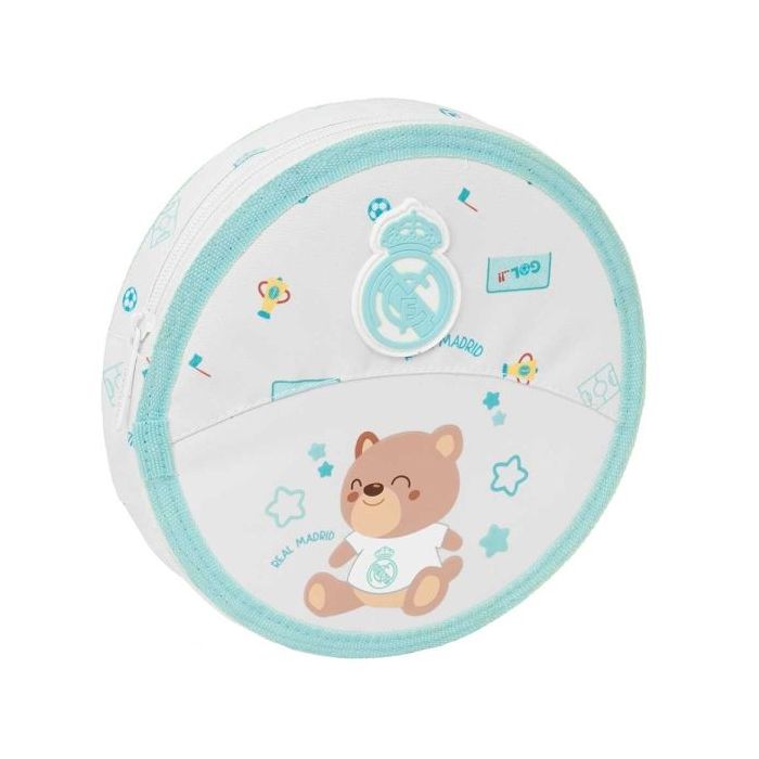 Safta Real Madrid Preescolar Plumier Redondo - 18 Piezas - Cremallera - Goma - Lapiz - 6 Colores - 8 Rotuladores - 2 Sacapuntas