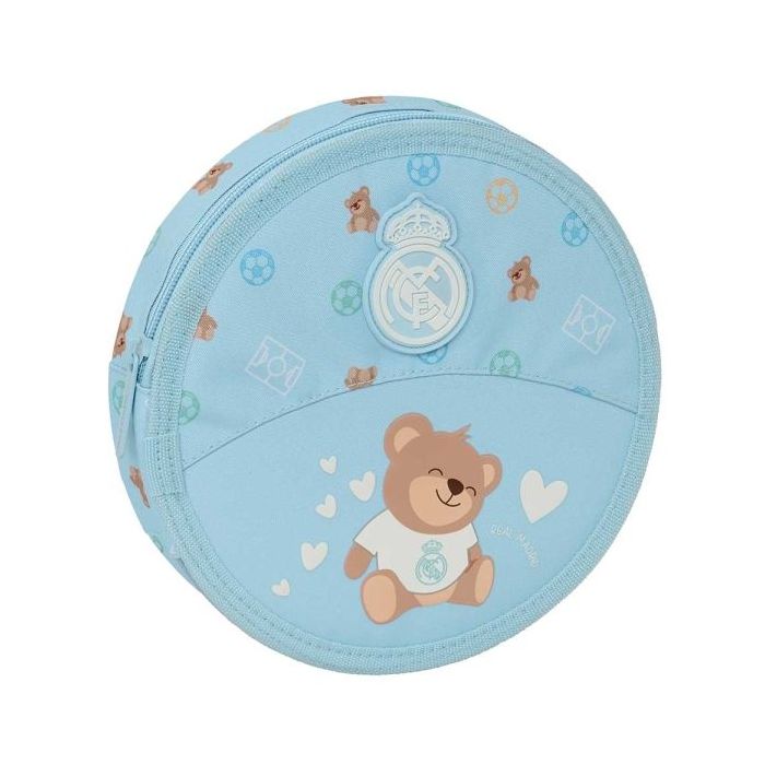 Safta Real Madrid Preescolar Plumier Redondo - 18 Piezas - Cremallera - Goma - Lapiz - 6 Colores - 8 Rotuladores - 2 Sacapuntas
