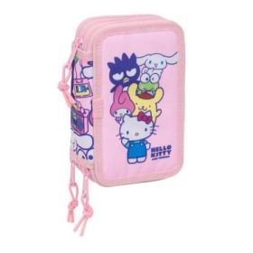 Safta Hello Kitty and Friends Plumier de 3 Pisos - 37 Piezas - Goma - Lapiz - 2 Boligrafos - Sacapuntas - 2 Reglas - 16 Colores