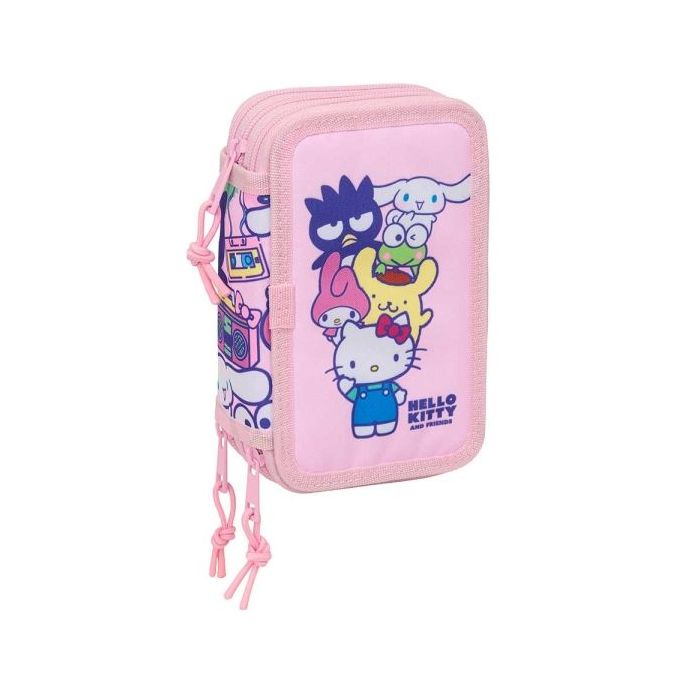 Safta Hello Kitty and Friends Plumier de 3 Pisos - 37 Piezas - Goma - Lapiz - 2 Boligrafos - Sacapuntas - 2 Reglas - 16 Colores