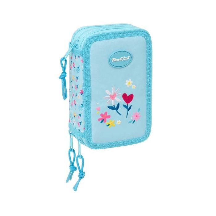 Safta Blackfit8 Petalos Plumier de 3 Pisos - 37 Piezas - Goma - Lapiz - 2 Boligrafos - Sacapuntas - 2 Reglas - 16 Colores - 14 R
