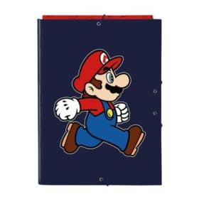 Safta Super Mario Trick Carpeta de 3 Solapas - Formato Folio - Cierre con Gomas Elasticas - Tapas Duras Forradas - 26x33.5x2.5cm