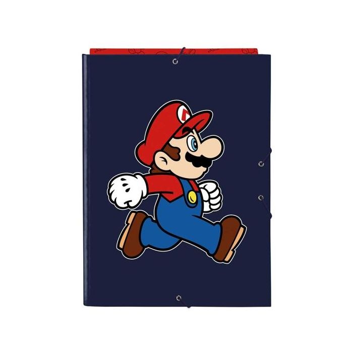 Safta Super Mario Trick Carpeta de 3 Solapas - Formato Folio - Cierre con Gomas Elasticas - Tapas Duras Forradas - 26x33.5x2.5cm