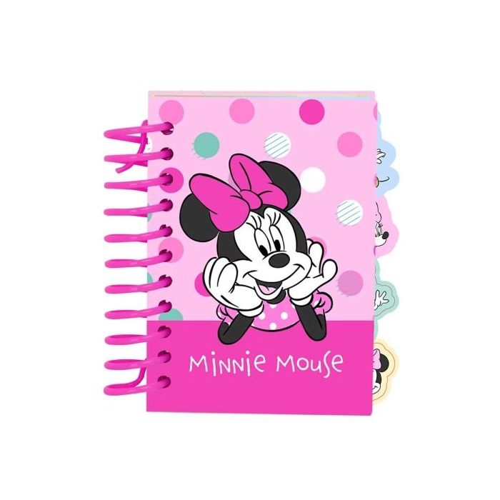 Safta Minnie Mouse Minty Bloc de Notas - Formato A7 - 80 Hojas de 80 g/m2 - Espiral - Tapas Duras - 4 Separadores Interiores - 7