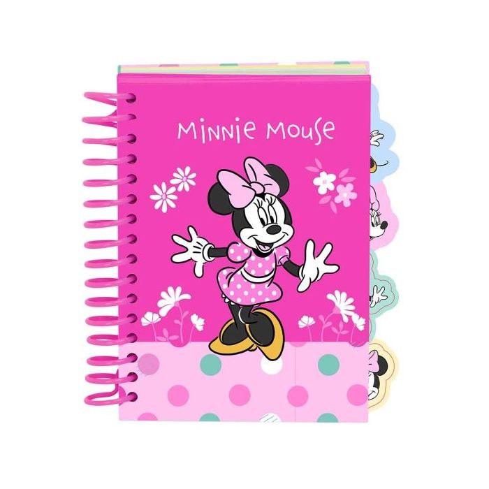 Safta Minnie Mouse Minty Bloc de Notas - Formato A6 - 80 Hojas de 80 g/m2 - Espiral - Tapas Duras - 4 Separadores Interiores - 1