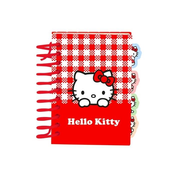 Safta Hello Kitty Bloc de Notas - Formato A7 - 80 Hojas de 80 g/m2 - Espiral - Tapas Duras - 4 Separadores Interiores - 7.4x10.5