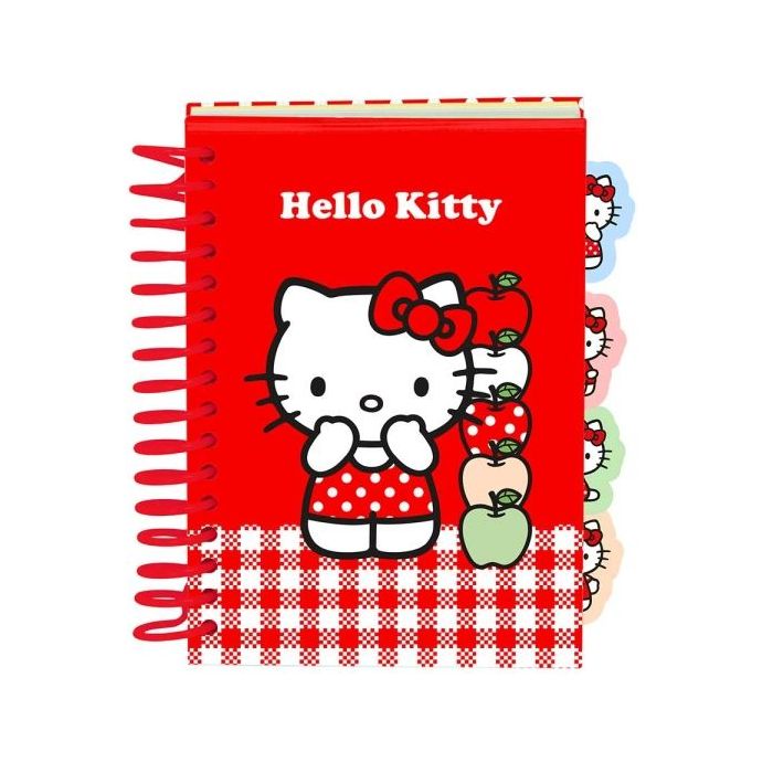 Safta Hello Kitty Bloc de Notas - Formato A6 - 80 Hojas de 80 g/m2 - Espiral - Tapas Duras - 4 Separadores Interiores - 10.5x14.