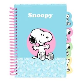 Safta Snoopy Bloc de Notas - Formato A5 - 80 Hojas de 80 g/m2 - Espiral - Tapas Duras - 4 Separadores Interiores - 14.8x2.1cm -
