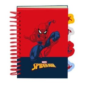 Safta Spider-Man Bloc de Notas - Formato A6 - 80 Hojas de 80 g/m2 - Espiral - Tapas Duras - 4 Separadores Interiores - 10.5x14.8