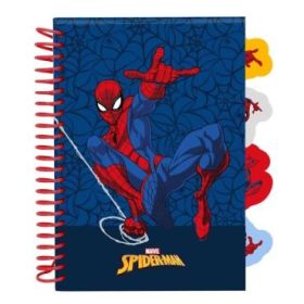 Safta Spider-Man Bloc de Notas - Formato A5 - 80 Hojas de 80 g/m2 - Espiral - Tapas Duras - 4 Separadores Interiores - 14.8x2.1c
