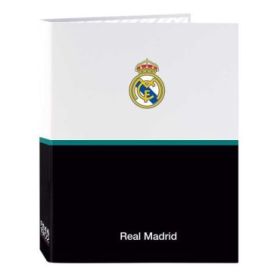 Safta Real Madrid Equipacion 26/27 Carpeta de 4 Anillas de 25mm - Formato Folio - Tapas Duras Forradas - 26.5x33x4cm - Color Bla