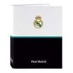 Safta Real Madrid Equipacion 26/27 Carpeta de 4 Anillas de 25mm - Formato Folio - Tapas Duras Forradas - 26.5x33x4cm - Color Bla
