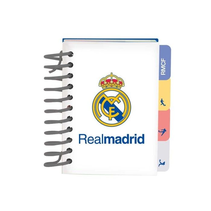 Safta Real Madrid Equipacion 26/27 Bloc de Notas - Formato A7 - 80 Hojas de 80 g/m2 - Espiral - Tapas Duras - 4 Separadores Inte