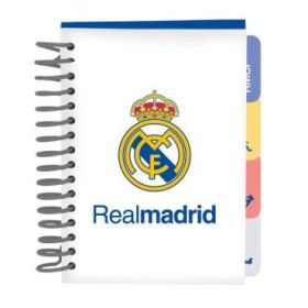 Safta Real Madrid Equipacion 26/27 Bloc de Notas - Formato A6 - 80 Hojas de 80 g/m2 - Espiral - Tapas Duras - 4 Separadores Inte