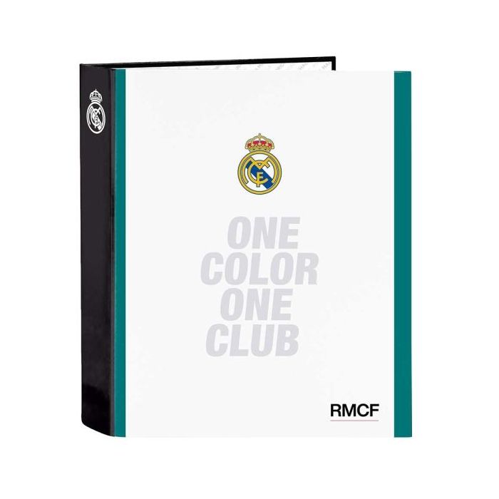 Safta Real Madrid Equipacion 26/27 Carpeta de 4 Anillas de 40mm - Formato Folio - Tapas Duras Forradas - Lomo Ancho - 27x33x6cm