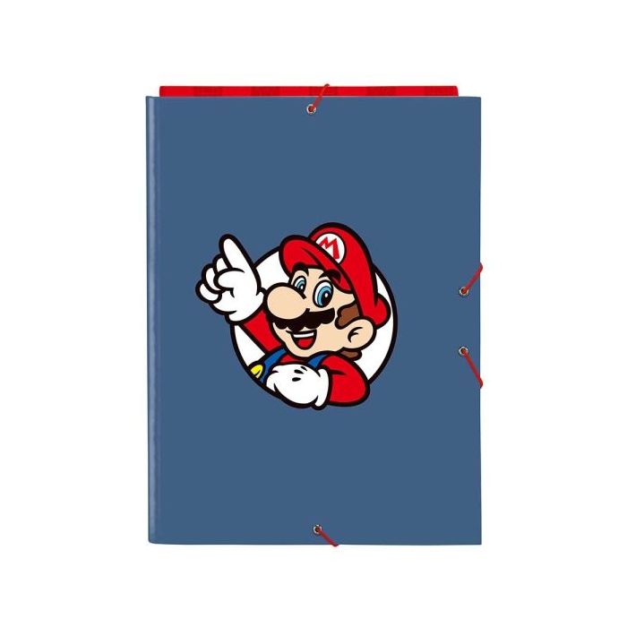 Safta Super Mario Carpeta de 3 Solapas - Formato Folio - Cierre con Gomas Elasticas - Tapas Duras Forradas - 26x33.5x2.5cm - Col