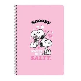 Safta Snoopy Libreta con Espiral - Formato Folio - 80 Hojas de 80g/m2 - Cuadricula 4x4mm - Tapas Duras Glasofonadas - 21.5x31x1c