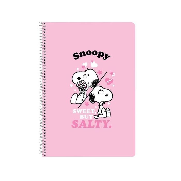 Safta Snoopy Libreta con Espiral - Formato Folio - 80 Hojas de 80g/m2 - Cuadricula 4x4mm - Tapas Duras Glasofonadas - 21.5x31x1c