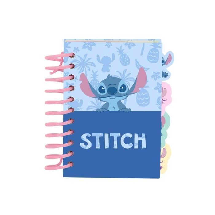 Safta Stitch Bloc de Notas - Formato A7 - 80 Hojas de 80 g/m2 - Espiral - Tapas Duras - 4 Separadores Interiores - 7.4x10.5cm -
