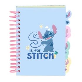 Safta Stitch Bloc de Notas - Formato A6 - 80 Hojas de 80 g/m2 - Espiral - Tapas Duras - 4 Separadores Interiores - 10.5x14.8cm -