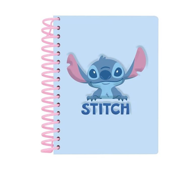 Safta Stitch Squishy Bloc de Notas - Frontal Antiestres - Espiral - 13.5x17.9x1.9cm - Color Azul Pastel